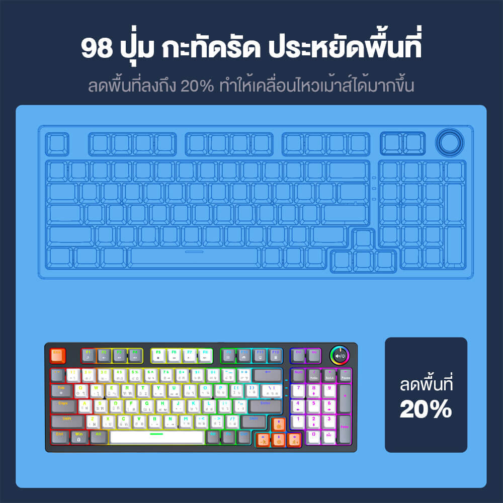 คีย์บอร์ดเกม ONIKUMA FUYU MECHANICAL GAMING KEYBOARD - สีเทา (BLUE SWITCH) (TH/EN)_3