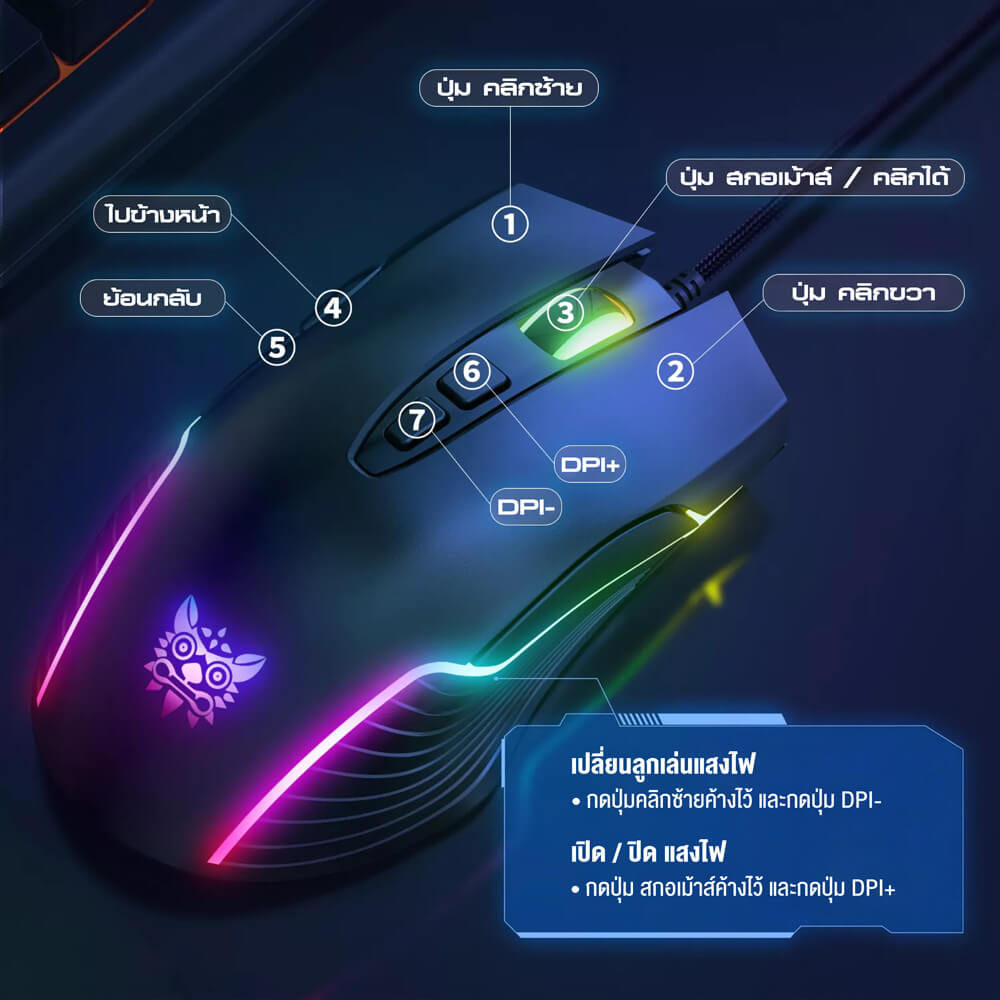 เมาส์เกมมิ่ง ONIKUMA CW905 GAMING MOUSE - สีดำ_4