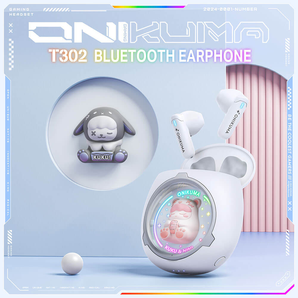 หูฟังเกมมิ่งไร้สาย ONIKUMA KUKU & NINI รูปทรงน่ารัก BLUETOOTH 5.3 - สีขาว_5