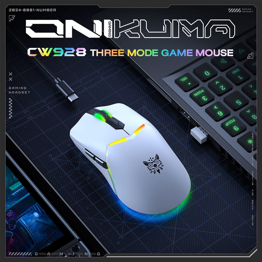 เมาส์เกมมิ่ง ONIKUMA KITSU เชื่อมต่อได้ 3 โหมด - สีขาว_5