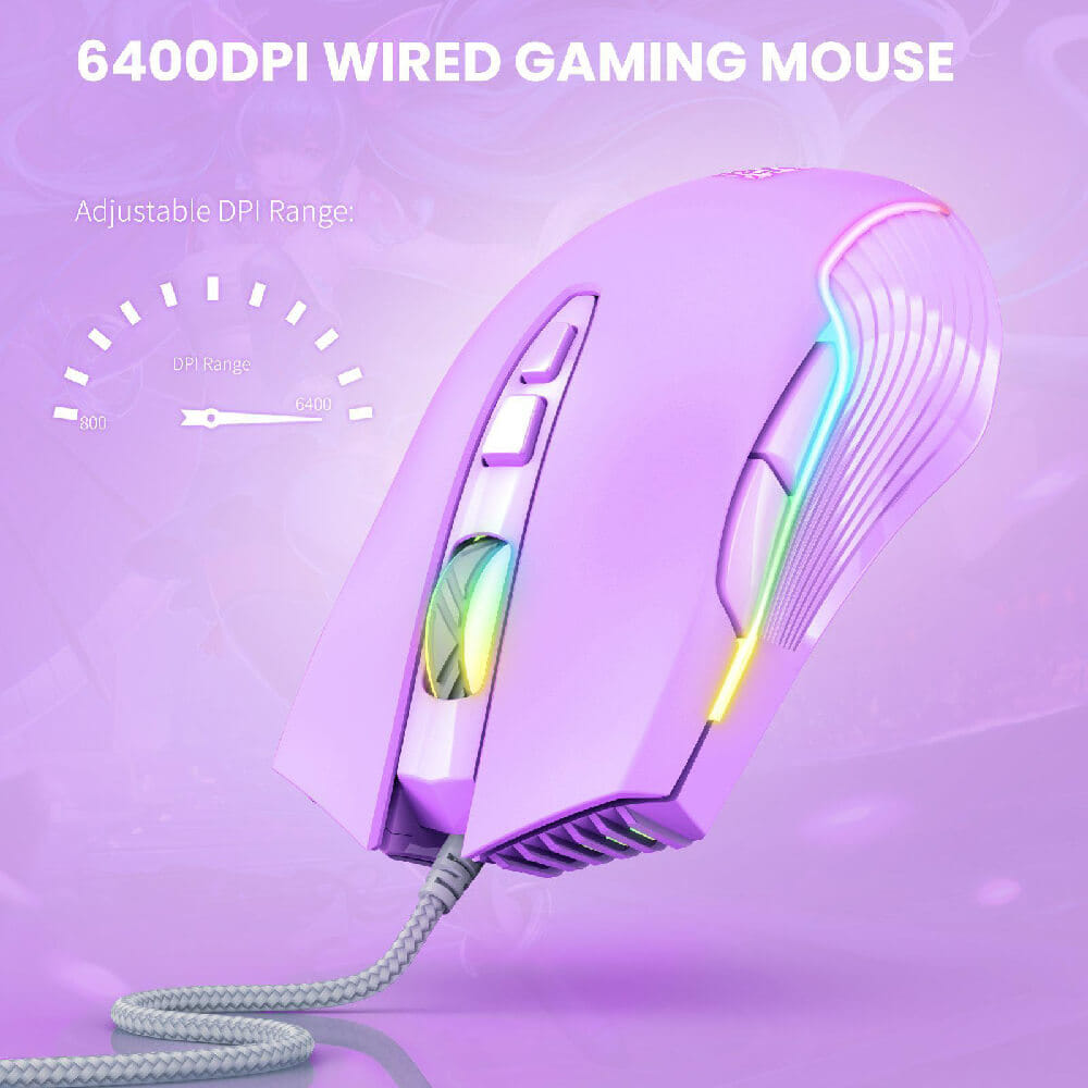 เมาส์เกมมิ่ง ONIKUMA FUJI GAMING MOUSE - สีม่วง_5