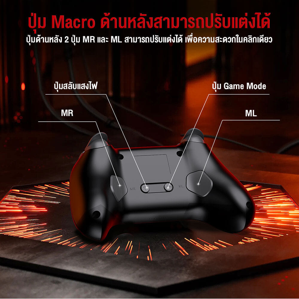จอยเกมไร้สาย ONIKUMA IRUKA เชื่อมต่อ 3 โหมด - สีดำ_6