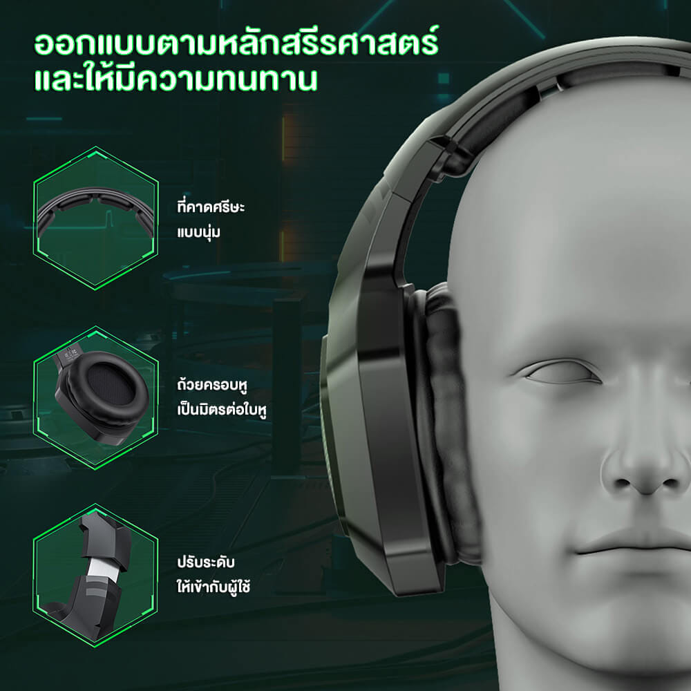 หูฟังเกมมิ่งไร้สาย ONIKUMA KUMONG เชื่อมต่อได้ 3 โหมด - สีดำ_9