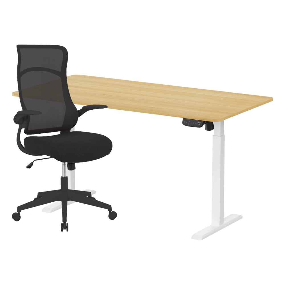 เซ็ตโต๊ะปรับระดับไฟฟ้า+เก้าอี้ทำงานเพื่อสุขภาพ LUNIO ERGO SPACE II (SIZE 160 X 80 CM) + ADAM DOT.2 ERGO CHAIR GRAVITY (สีดำ)_0