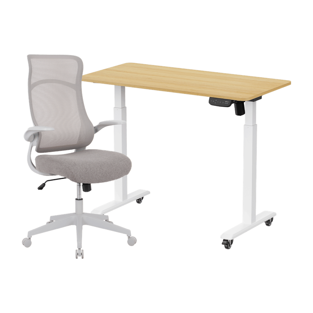 เซ็ตโต๊ะปรับระดับไฟฟ้า มีล้อ LUNIO ERGO SPACE II (SIZE 120 X 60 CM) + เก้าอี้ทำงานเพื่อสุขภาพ ADAM DOT.2 ERGO CHAIR GRAVITY (สีเทา)