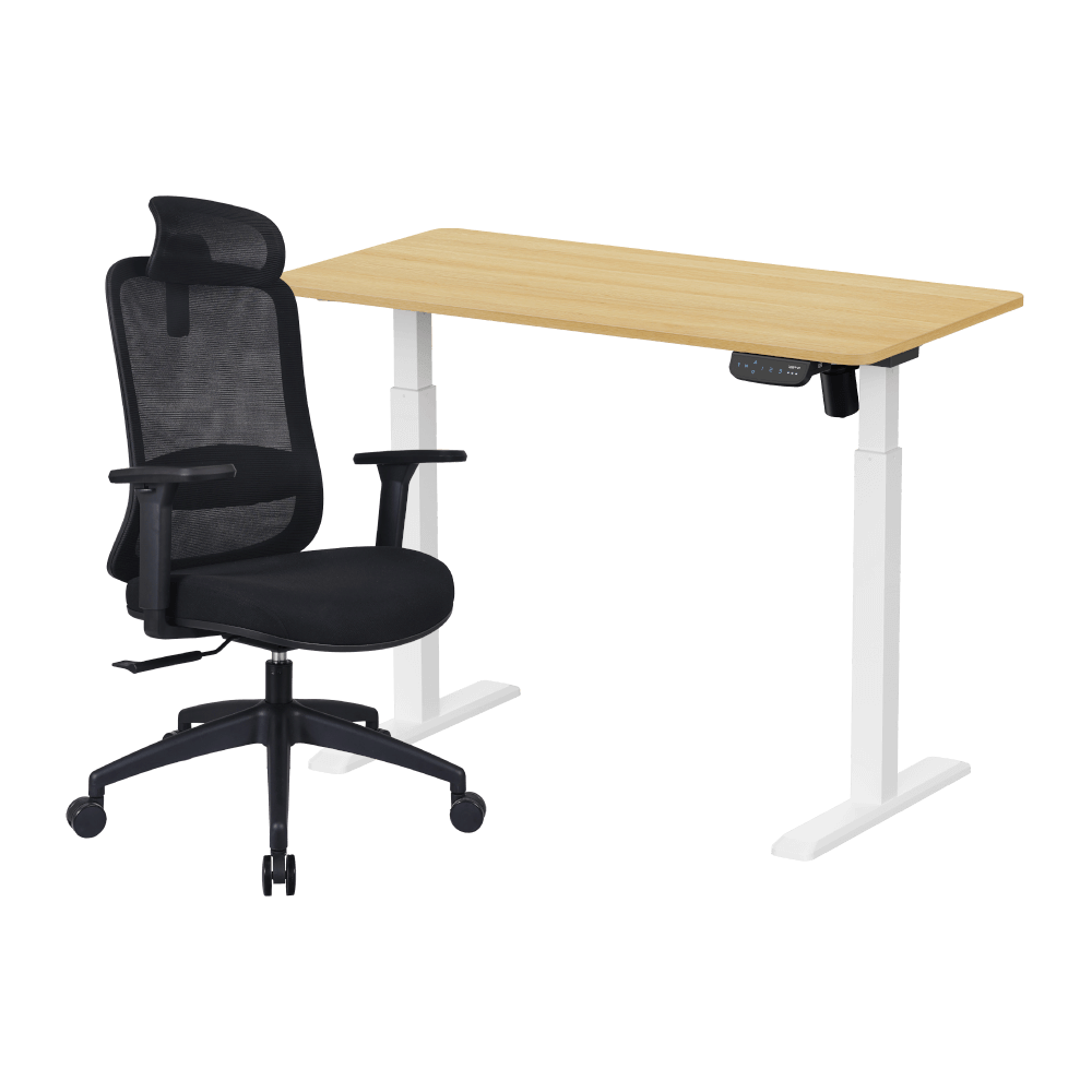 เซ็ตโต๊ะปรับระดับไฟฟ้า LUNIO ERGO SPACE II (SIZE 120 X 60 CM) + เก้าอี้ทำงานเพื่อสุขภาพ LUNIO ERGO STARLIGHT CHAIR (สีดำ)
