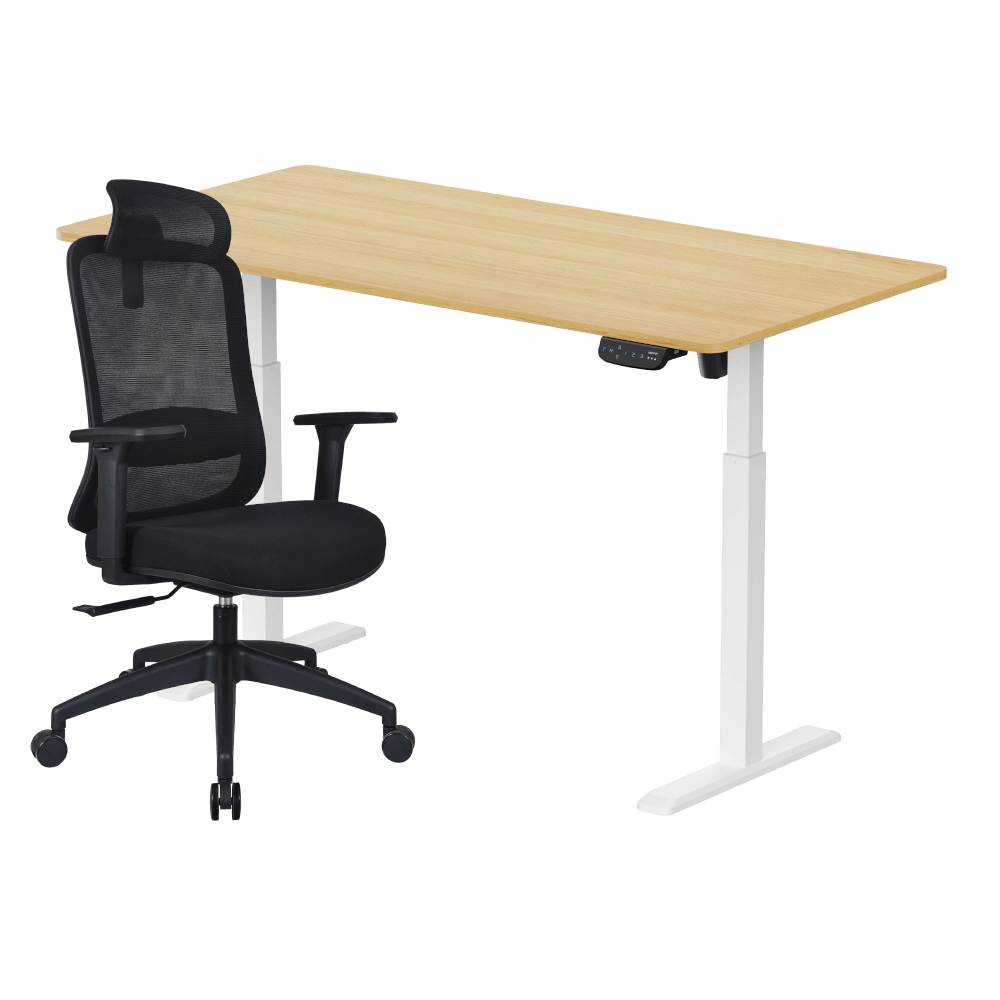 เซ็ตโต๊ะปรับระดับไฟฟ้า LUNIO ERGO SPACE II (SIZE 160 X 80 CM) + เก้าอี้ทำงานเพื่อสุขภาพ LUNIO ERGO STARLIGHT CHAIR (สีดำ)