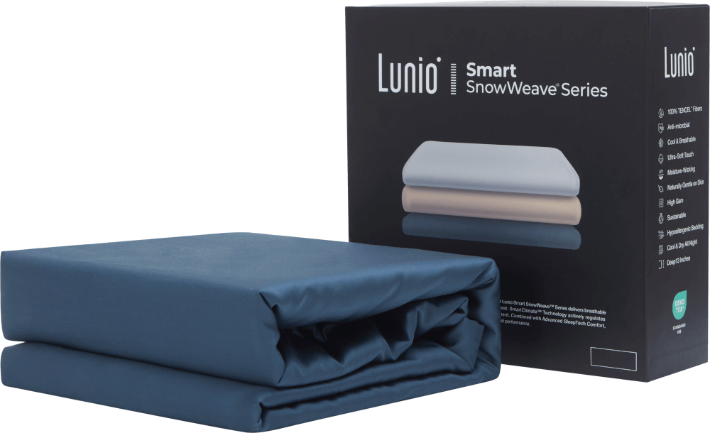 เซ็ตผ้าปูที่นอน เกรดพรีเมียม 3.5ฟุต LUNIO SMART SNOWWEAVE BEDDING SET QUANTA BLUE สีน้ำเงิน 2ชิ้น (สำหรับที่นอนหนา 13นิ้ว)_0