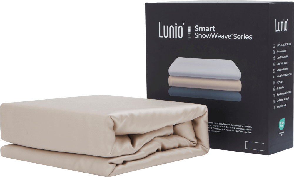 เซ็ตผ้าปูที่นอน เกรดพรีเมียม 5ฟุต LUNIO SMART SNOWWEAVE BEDDING SET AURA BEIGE สีเบจ 3ชิ้น (สำหรับที่นอนหนา 13นิ้ว)_0