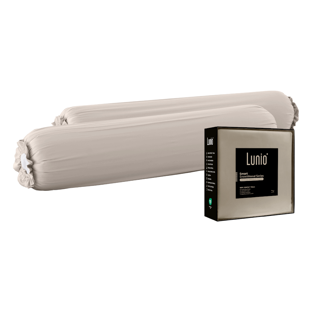 ปลอกหมอนข้าง LUNIO SMART SNOWWEAVE BOLSTER CASE AURA BEIGE สีเบจ จำนวน2ชิ้น_0