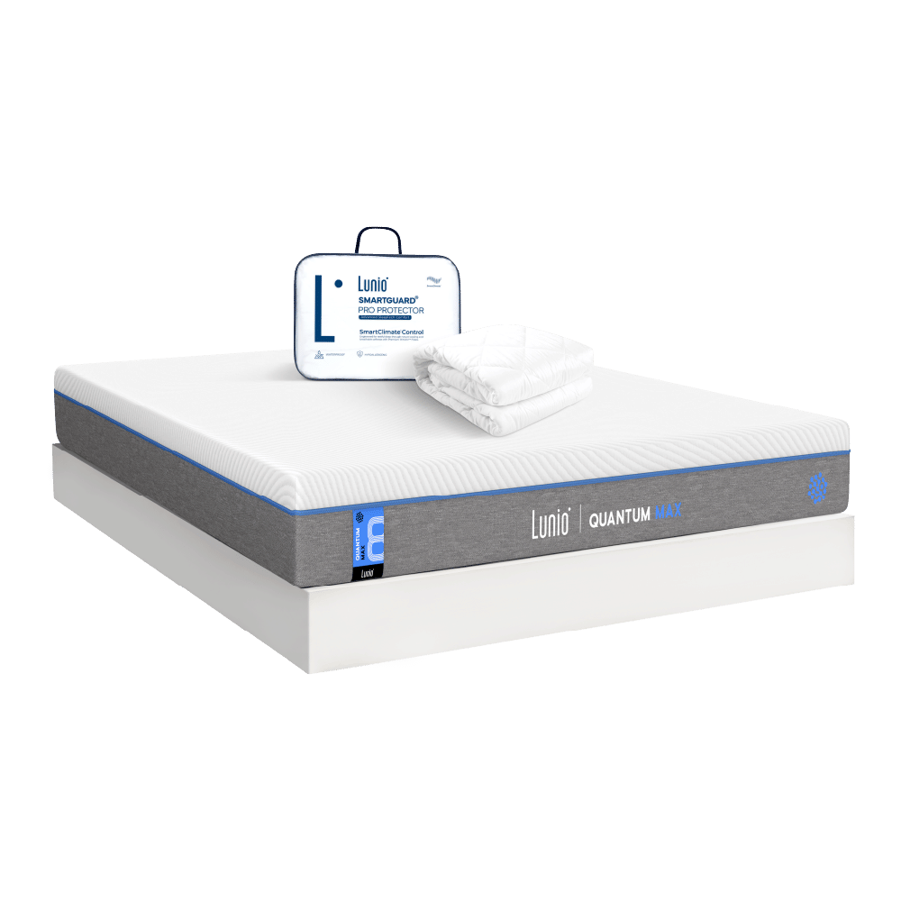 ที่นอนยางพาราอัลตร้าไฮบริด 5 ฟุต LUNIO QUANTUM MAX มาพร้อมผ้ารองกันเปื้อนกันน้ำ รุ่น LUNIO SMARTGUARD PRO PROTECTOR