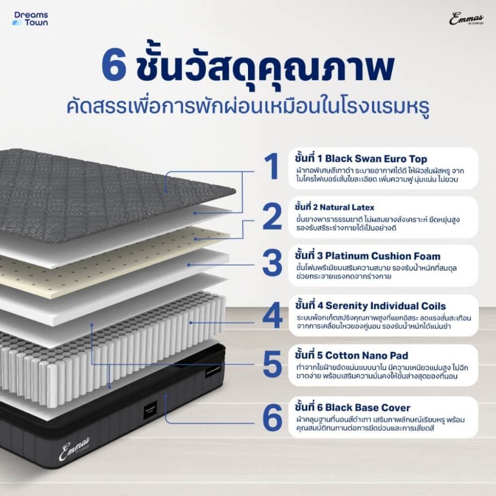 ที่นอนยางพารา 5 ฟุต EMMAS BLACK SWAN PARADISE_1