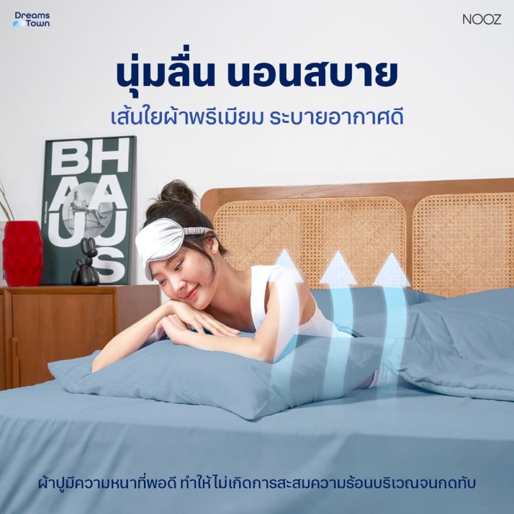 ผ้าปูที่นอน 6 ฟุต Nooz Play รุ่น Bedding Set สีฟ้า Sky Blue_2