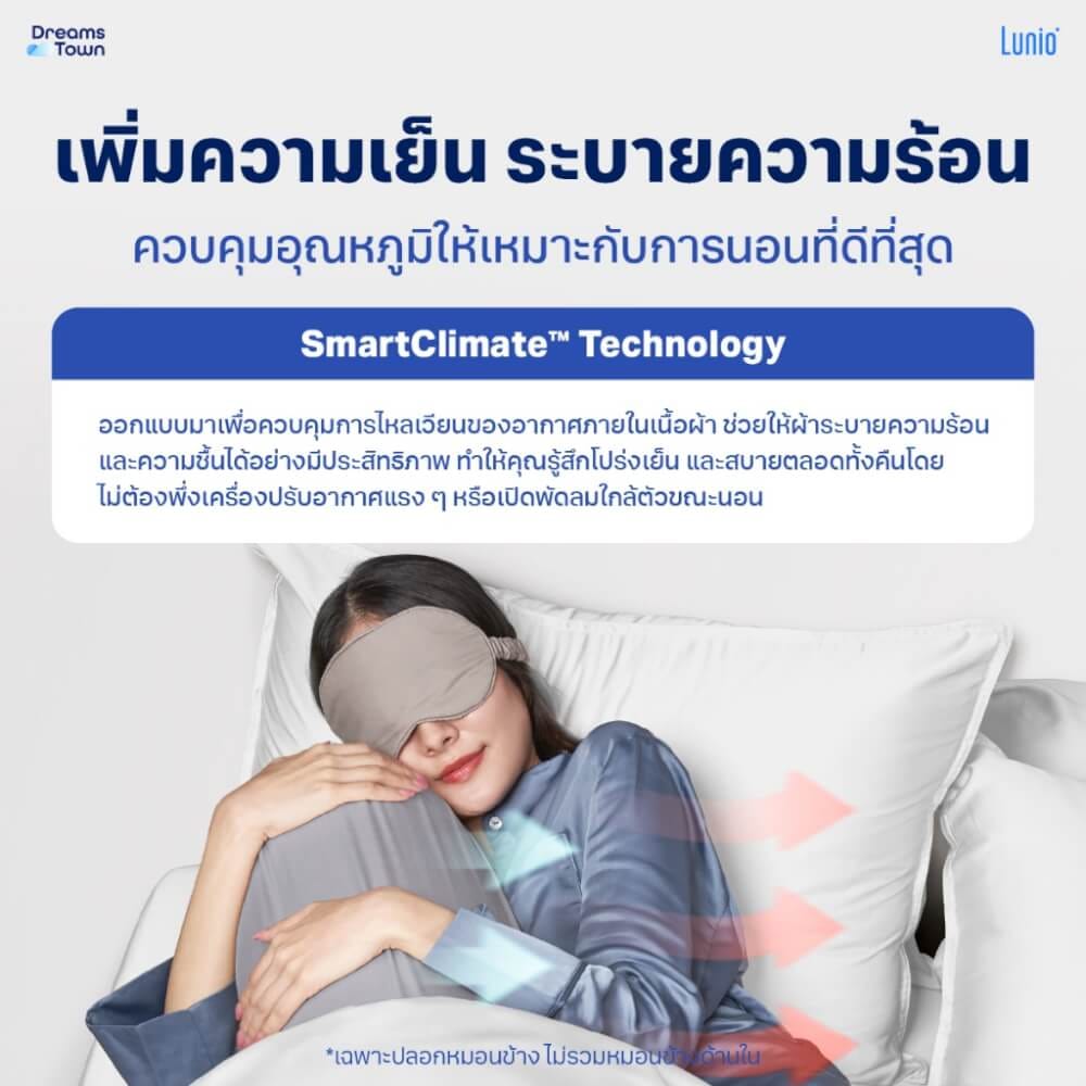 ปลอกหมอนข้าง LUNIO SMART SNOWWEAVE BOLSTER CASE PLATINUM GRAY สีเทา จำนวน2ชิ้น_2