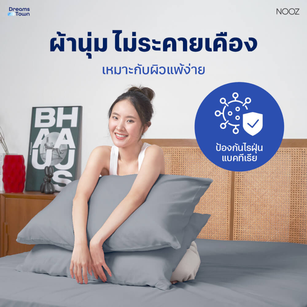 ผ้าปูที่นอน 5 ฟุต Nooz Play รุ่น Bedding Set สีเทา Cloudy Gray_3