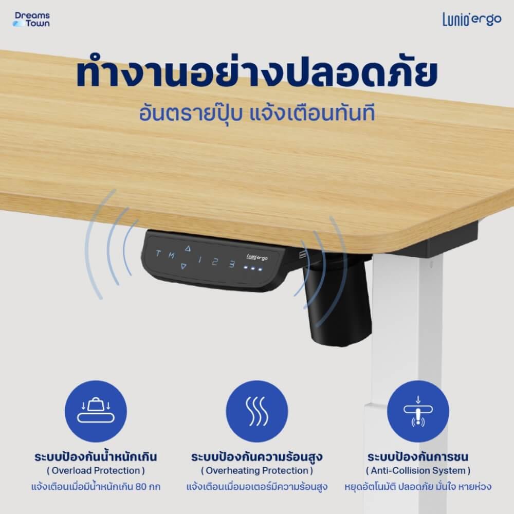 โต๊ะปรับระดับไฟฟ้า มีล้อ LUNIO ERGO SPACE II  SIZE 160 X 80 CM_3
