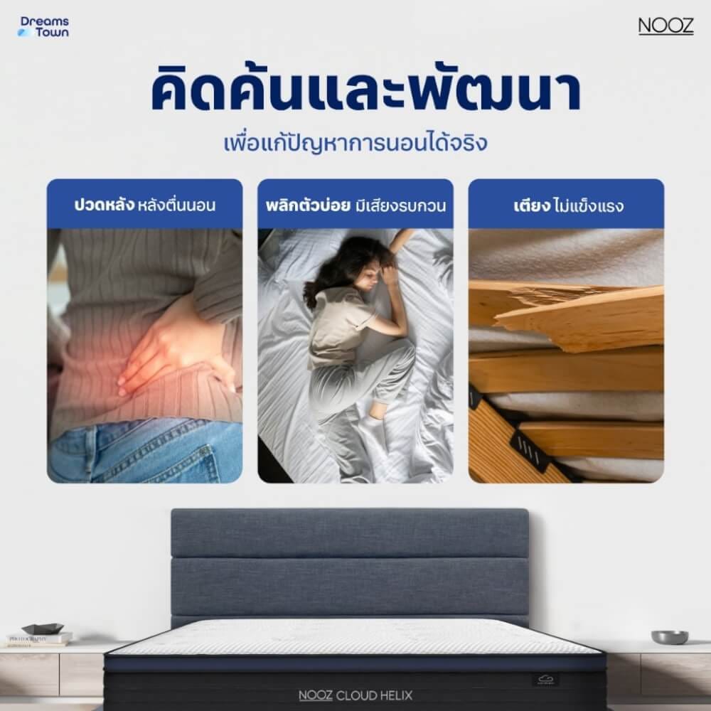 ที่นอนยางพารา 5 ฟุต NOOZ CLOUD HELIX  มาพร้อมเตียงไม้อัดคุณภาพสูง สไตล์โมเดิร์น LUNIO ATLAS_3