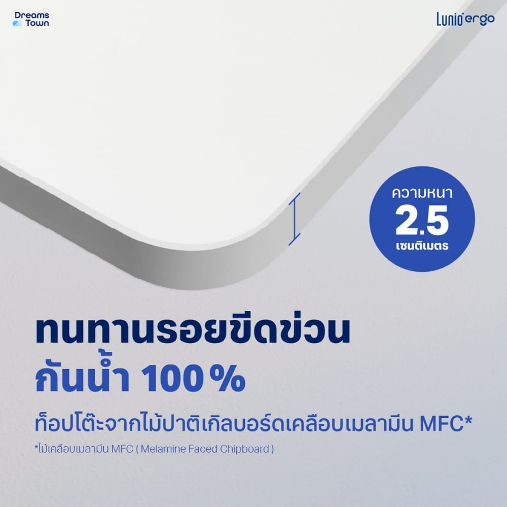 โต๊ะปรับระดับไฟฟ้าเพื่อสุขภาพ LUNIO SPACE ONE สีขาว WHITE FROZEN SIZE 120 X 60 CM
