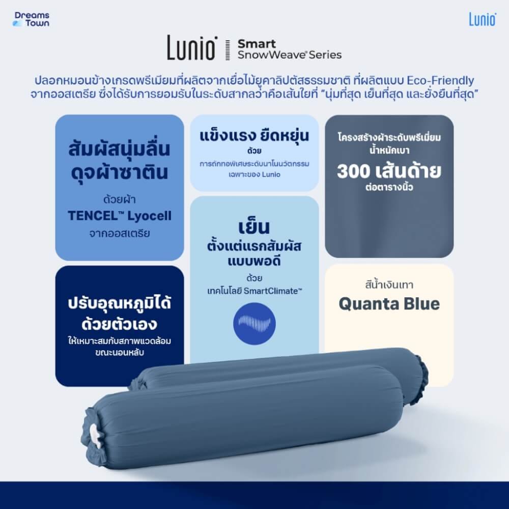 ปลอกหมอนข้าง LUNIO SMART SNOWWEAVE BOLSTER CASE QUANTA BLUE สีน้ำเงินเทา จำนวน2ชิ้น_5