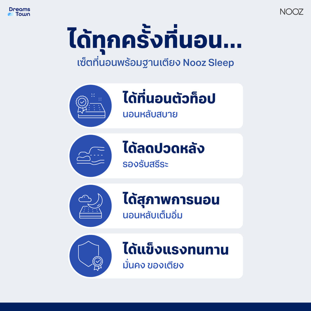 ที่นอนยางพาราแท้ 5 ฟุต NOOZ SUNNY BASICS EVO  มาพร้อมกับฐานเตียง 5 ฟุต NOOZ PIXEL BED FRAME (ไม่มีหัวเตียง)_5