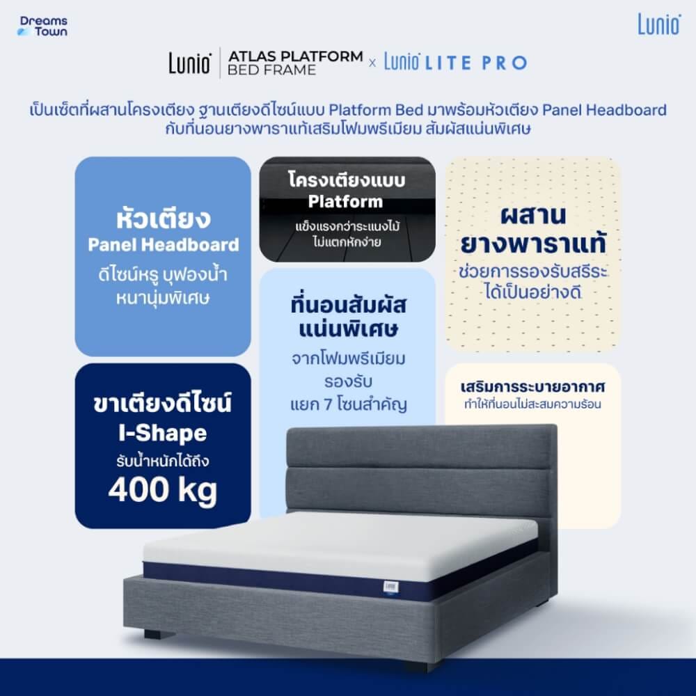 ที่นอนยางพารา 5 ฟุต LUNIO LITE PRO มาพร้อมเตียงไม้อัดคุณภาพสูง สไตล์โมเดิร์น LUNIO ATLAS_6
