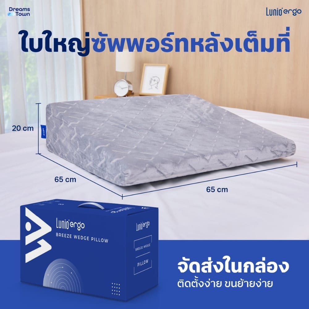 หมอนทรงสามเหลี่ยม Lunio Breeze Wedge Pillow ลดกรน 