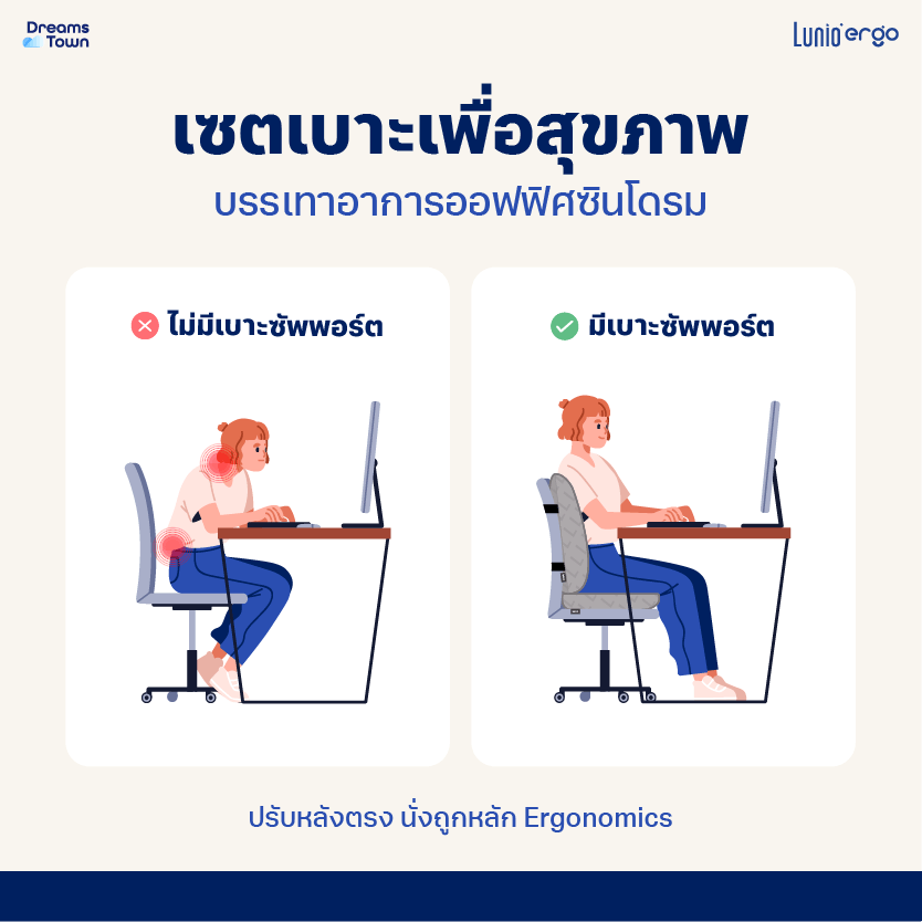 เซ็ตเบาะรองนั่ง+เบาะรองหลัง LUNIO ERGO LITE BACK CUSHION+LUNIO ERGO LITE SEAT CUSHION_8