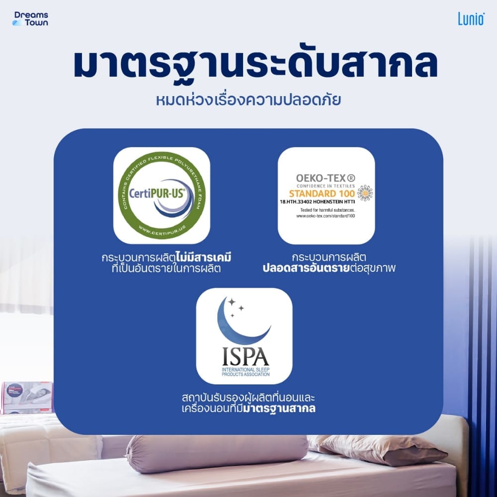 ที่นอนยางพารา 3.5 ฟุต  LUNIO LITE PRO หนา 8 นิ้ว