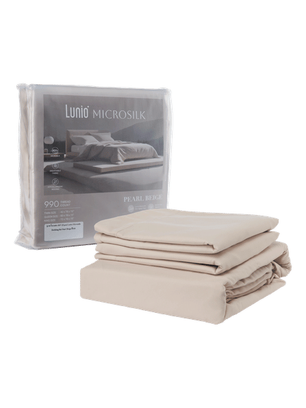ผ้าปูที่นอน 5 ฟุต LUNIO MICROSILK BEDDING สีเบจ PEARL BEIGE_0