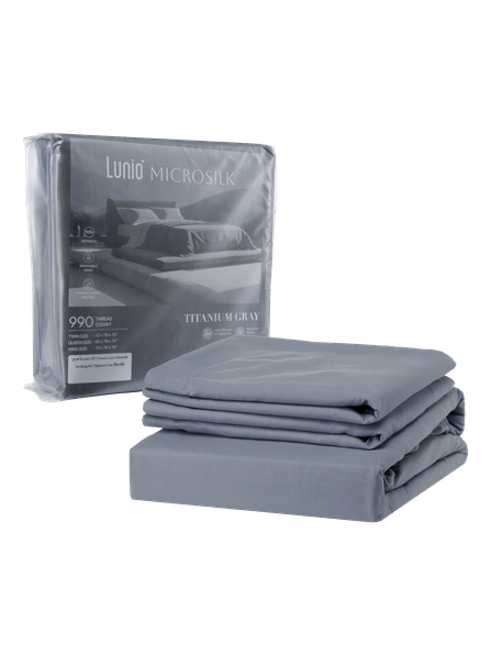 ผ้าปูที่นอน 5 ฟุต LUNIO MICROSILK BEDDING สีเทาเข้ม TITANIUM GRAY_0