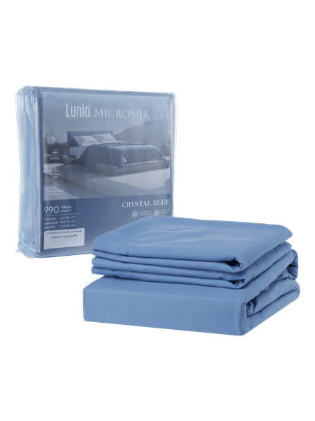 ผ้าปูที่นอน 3.5 ฟุต LUNIO MICROSILK BEDDING  สีฟ้า CRYSTAL BLUE