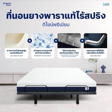 เตียงปรับระดับไฟฟ้า 5 ฟุต LUNIO SMART RISE และ ขอบเตียง 5 ฟุต มาพร้อมกับที่นอนยางพารา 5 ฟุต LITE PRO_2