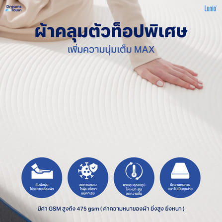 ที่นอนยางพาราอัลตร้าไฮบริด 5 ฟุต LUNIO QUANTUM MAX LITE หนา8 นิ้ว_6