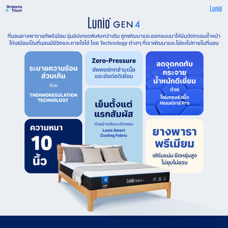 ที่นอนยางพารา 5 ฟุต LUNIO GEN4 หนา 10 นิ้ว_8