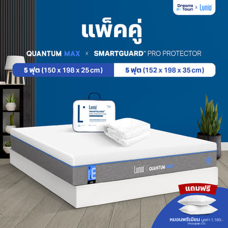 ที่นอนยางพาราอัลตร้าไฮบริด 5 ฟุต LUNIO QUANTUM MAX มาพร้อมผ้ารองกันเปื้อนกันน้ำ รุ่น LUNIO SMARTGUARD PRO PROTECTOR_9