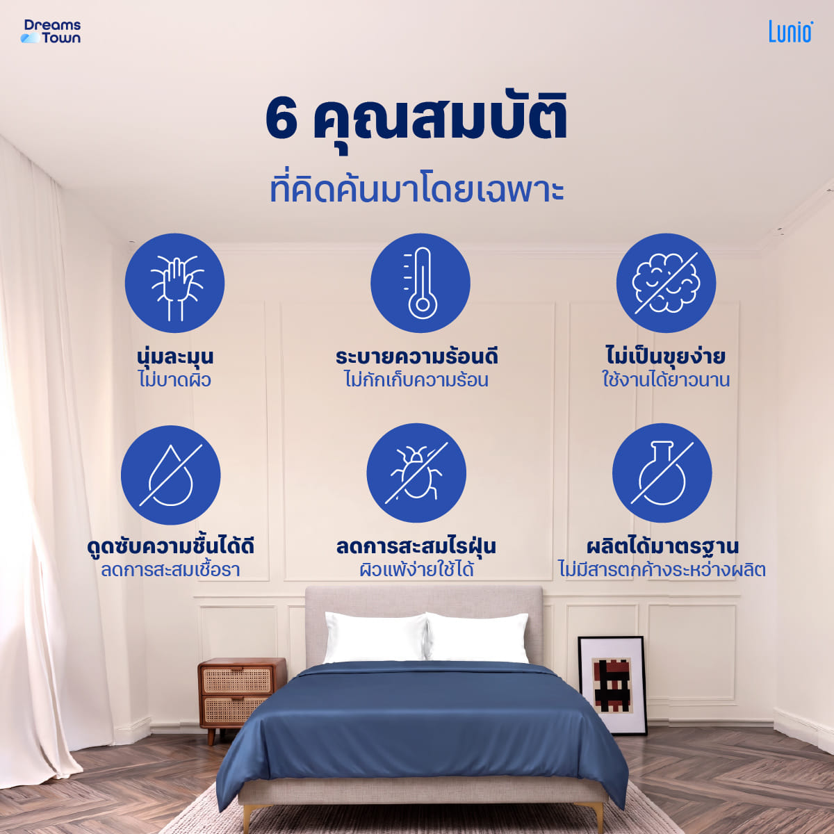 ปลอกผ้านวม 3.5ฟุต LUNIO SMART SNOWWEAVE DUVET COVER, QUANTA BLUE สีน้ำเงิน_5