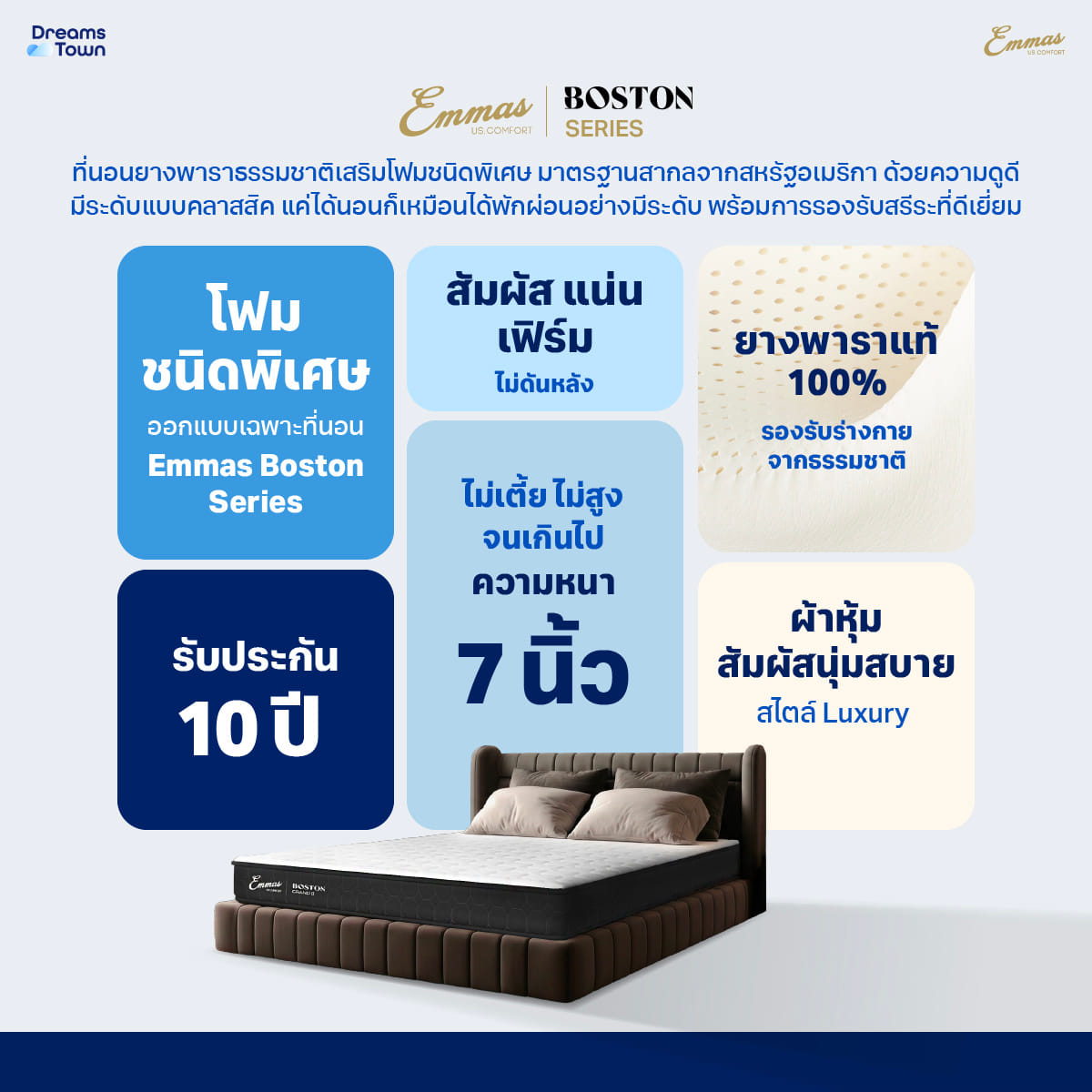 ที่นอนยางพารา 6 ฟุต EMMAS BOSTON GRAND LUXE II แน่น เฟิร์ม_7