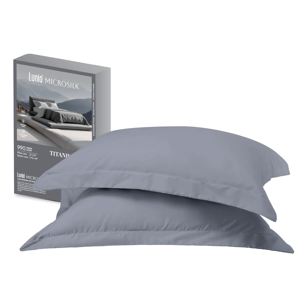ปลอกหมอน LUNIO MICROSILK PILLOW CASE สีเทาไทเทเนียม TITANIUM GRAY จำนวน2ชิ้น