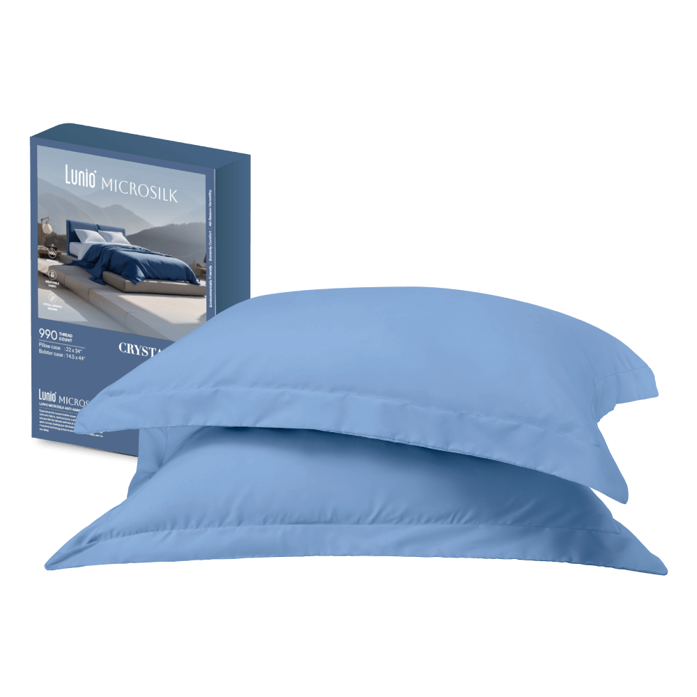 ปลอกหมอน LUNIO MICROSILK PILLOW CASE สีฟ้าคริสตัล CRYSTAL BLUE จำนวน2ชิ้น_0