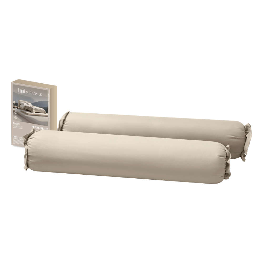 ปลอกหมอนข้าง LUNIO MICROSILK PILLOW CASE สีเบจไข่มุก PEARL BEIGE จำนวน2ชิ้น_0