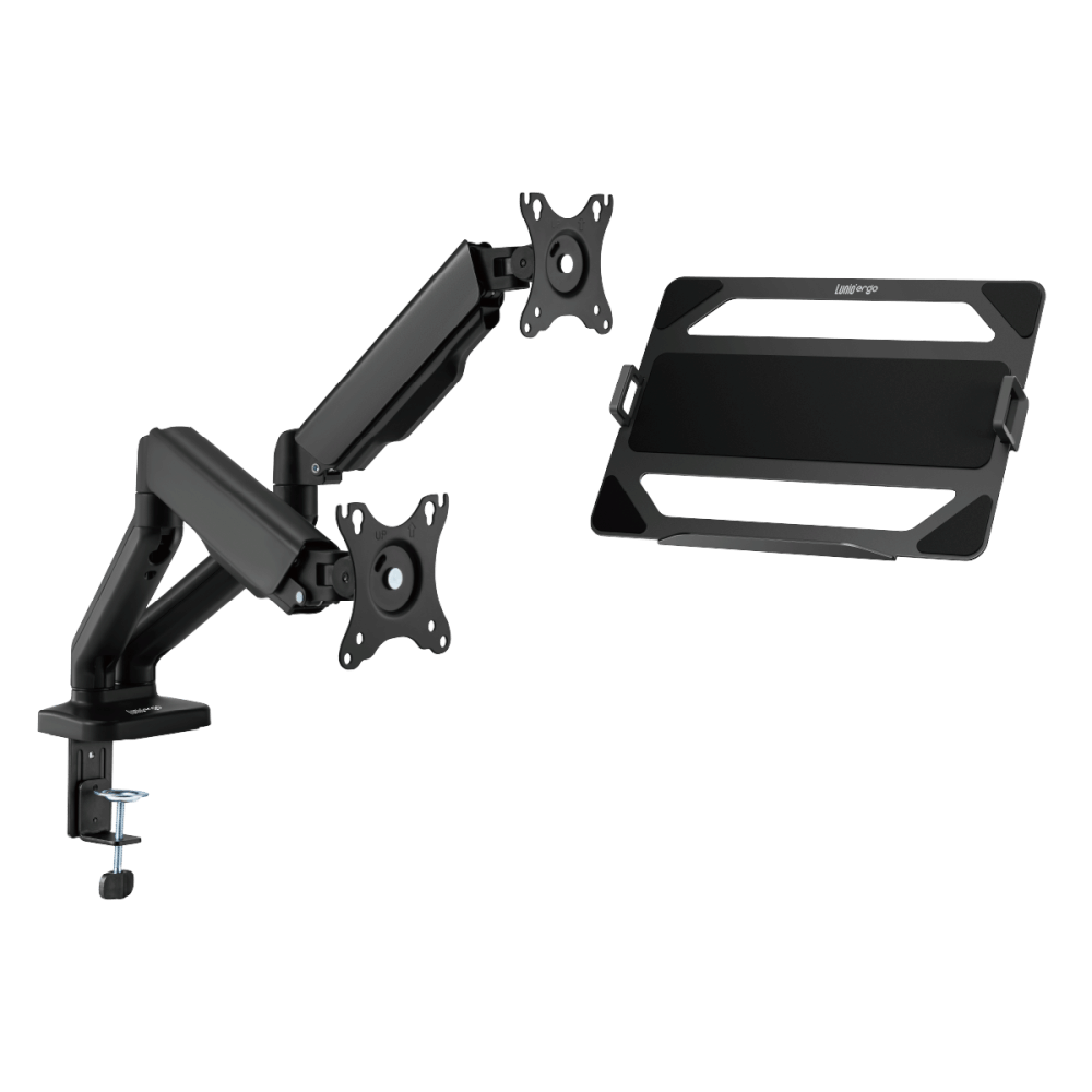 ชุดเซ็ตแขนจับจอคอม+แท่นวางโน็ตบุ๊ค LUNIO ERGO MONITOR ARM CYBOT สีดำ 2 + LUNIO ERGO CYPAD สีดำ