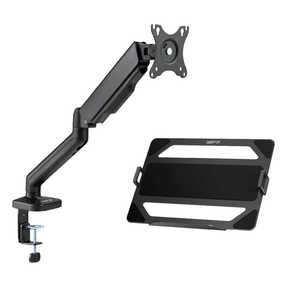 ชุดเซ็ตแขนจับจอคอม+แท่นวางโน็ตบุ๊ค LUNIO ERGO MONITOR ARM CYBOT สีดำ 1 + LUNIO ERGO CYPAD สีดำ