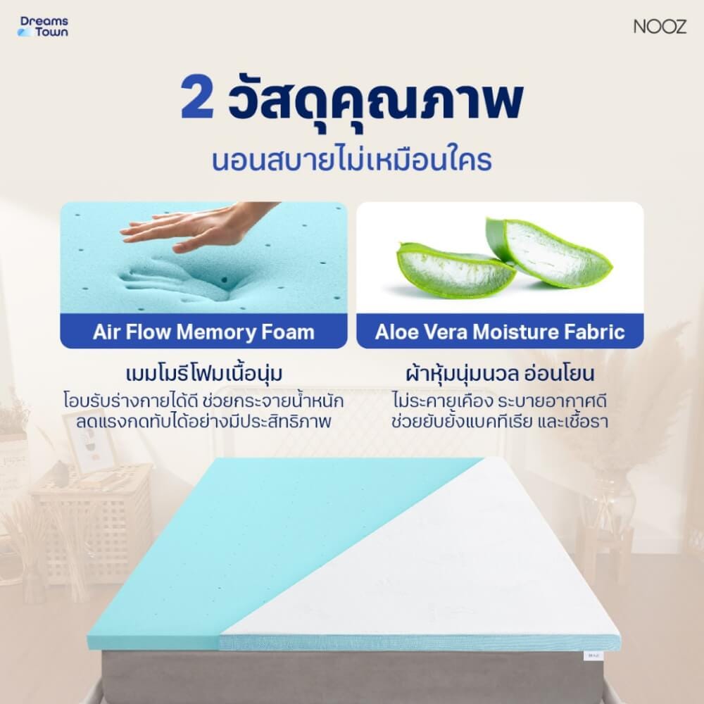 ท็อปเปอร์เมมโมรี่โฟม 3.5 ฟุต NOOZ COMFORT THE AIRLY COOLMAX_2