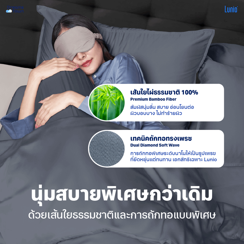 ผ้าปูที่นอน 3.5 ฟุต LUNIO SPACECOOL BAMBOO BEDDING SET SATURN BLUE_3