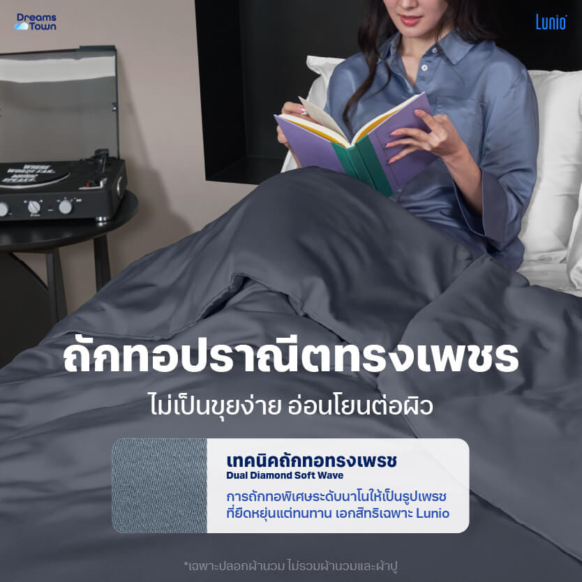 ปลอกผ้านวม 5,6 ฟุต LUNIO  SPACECOOL BAMBOO DUVET COVER SATURN BLUE_3