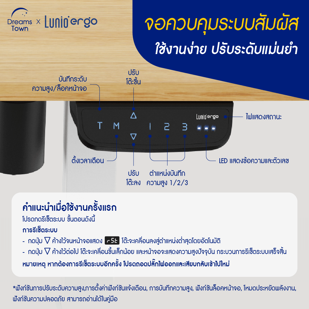 โต๊ะปรับระดับไฟฟ้า LUNIO ERGO SPACE II SIZE 120 X 60 CM_3
