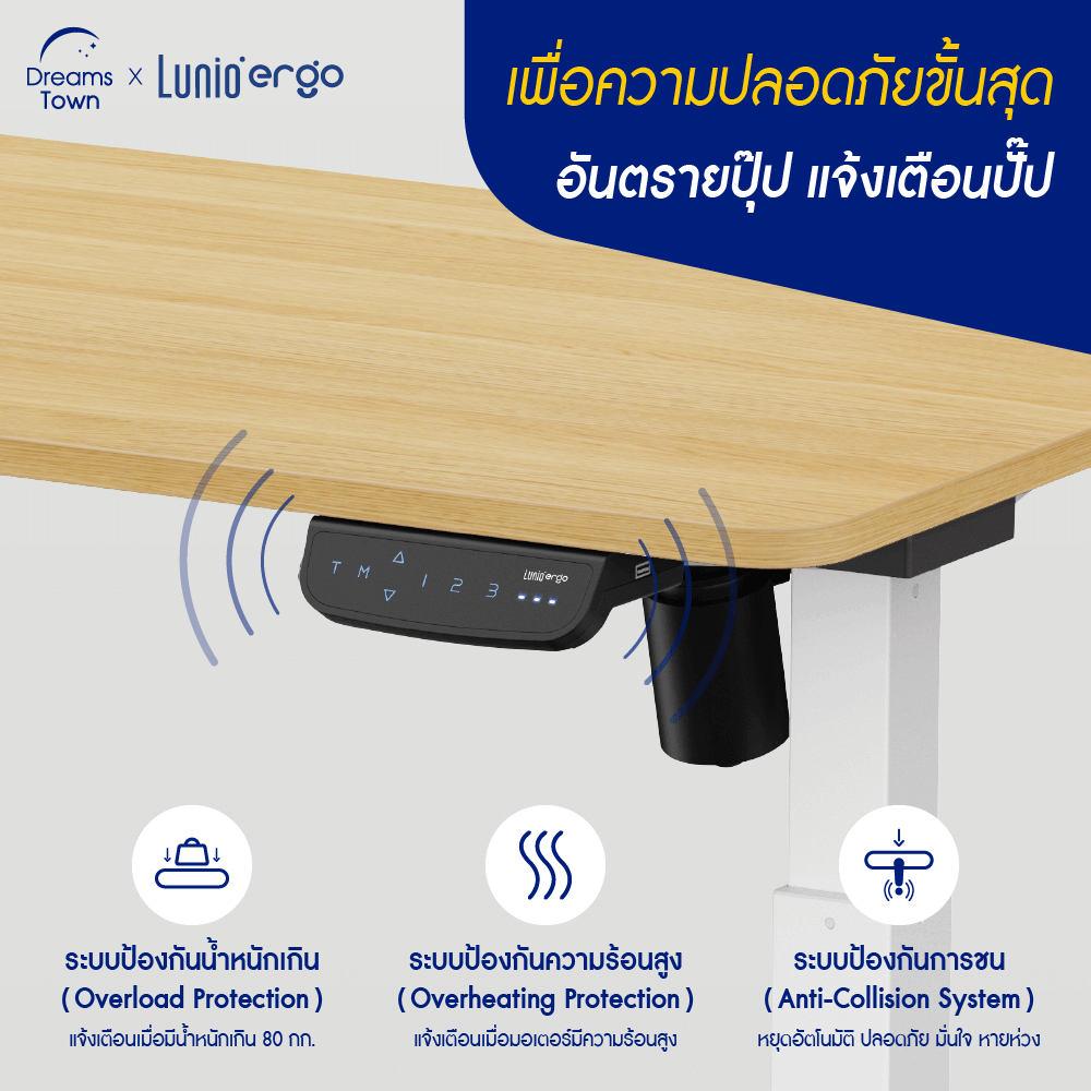 โต๊ะปรับระดับไฟฟ้า LUNIO ERGO SPACE II SIZE 120 X 60 CM_4