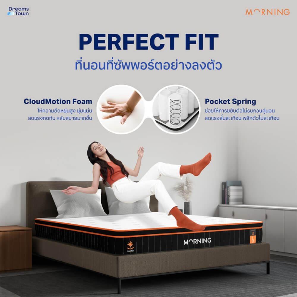 ที่นอนพ็อกเก็ตสปริง 5ฟุต MORNING SLEEP HYBRID COOLAIR หนา 10 นิ้ว_5