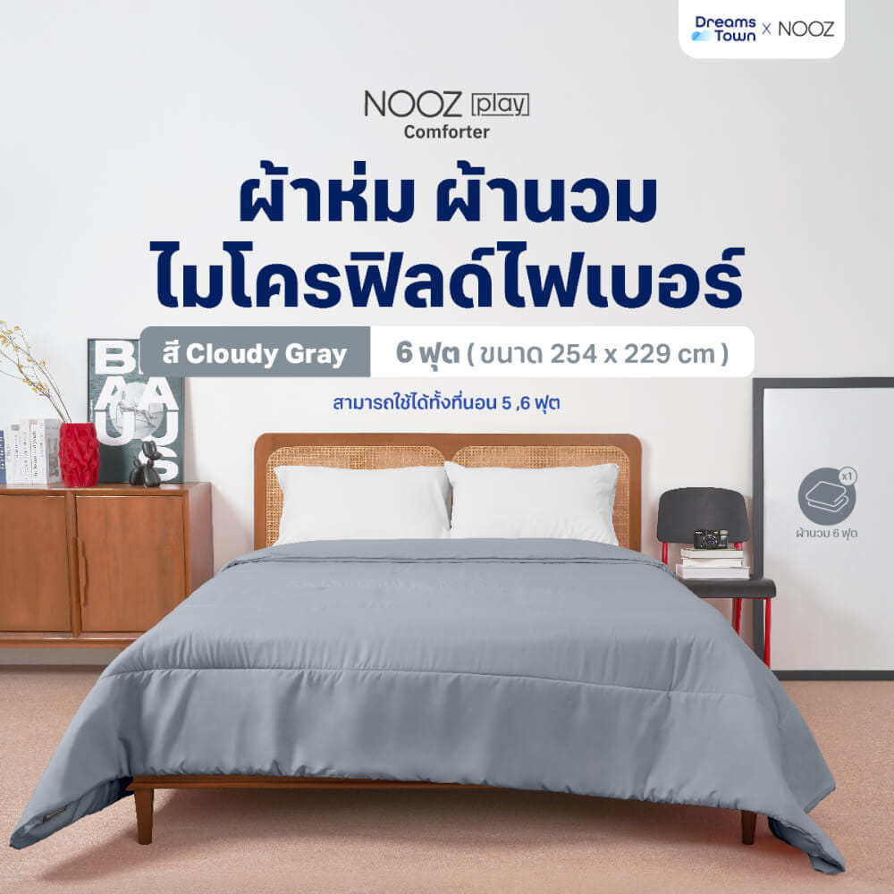 ผ้านวม 5,6 ฟุต Nooz Play รุ่น Comforter สีเทา Cloudy Gray_8