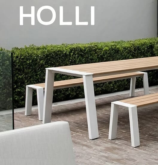 ม้านั่งภายนอก SALABANSUAN รุ่น HOLLI TABLE SET 160CM สีไม้ธรรมชาติ